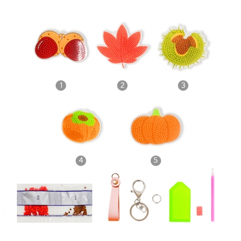 가을 열매 보석십자수 열쇠고리 만들기 (1인용, 5종 택 1)