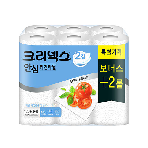 유한킴벌리 크리넥스 안심 키친타올 120매 4+2롤