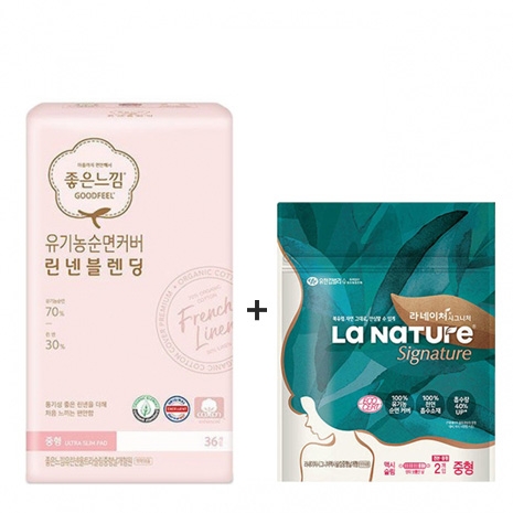 좋은느낌 유기농순면커버 린넨블렌딩 중형 36개입
